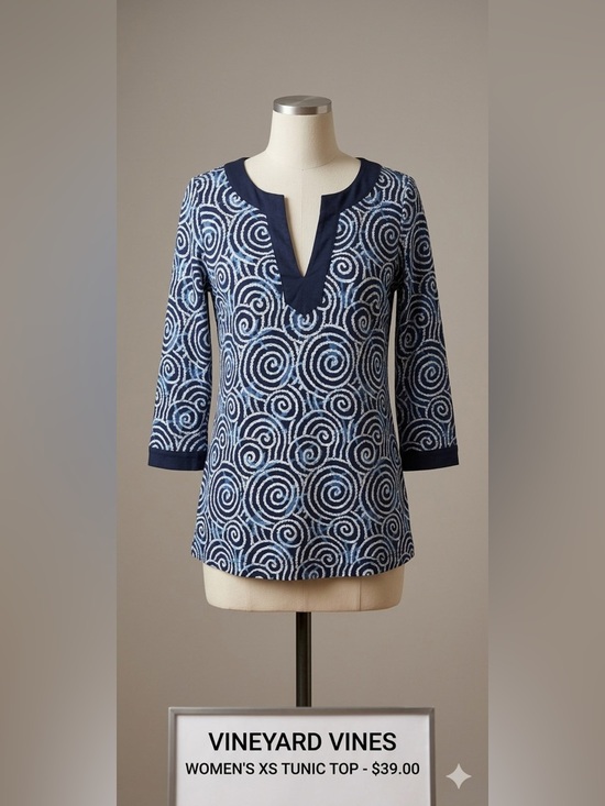 Vineyard Vines Other - Vineyard Vines Tunic Top Women's Blue Cotton Long Sleeve XS